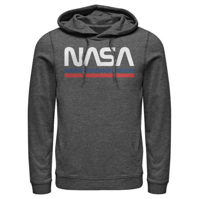 Men's NASA Stripe Minimal Logo Vintage  Adult Pull Over Hoodie