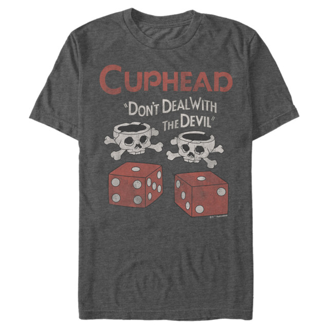 Men's Cuphead Don't Deal With the Devil Skull Cups  Adult T-Shirt