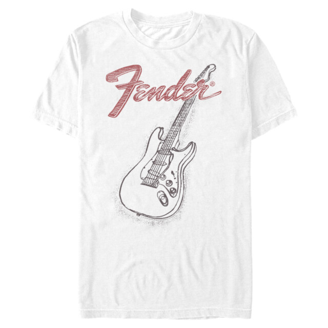 Men's Fender Guitar Sketch  Adult T-Shirt