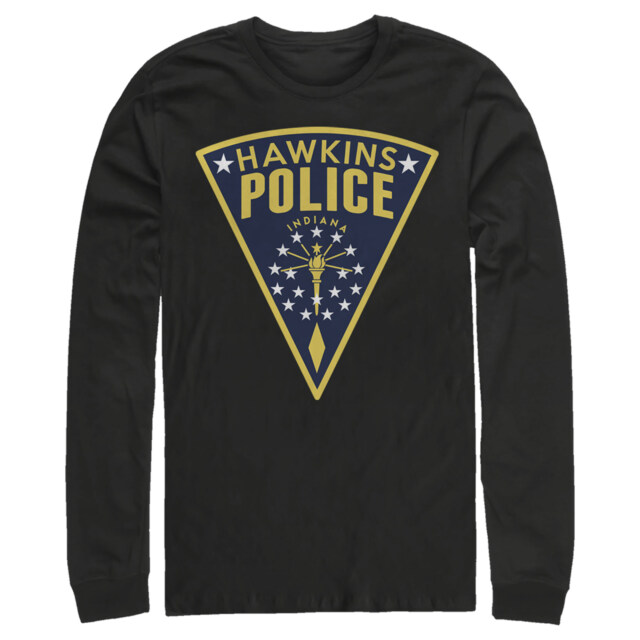 Men's Stranger Things Hawkins Police Crest  Adult Long Sleeve Shirt