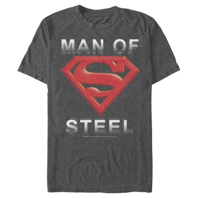 Men's Superman Man of Steel Beveled Logo  Adult T-Shirt