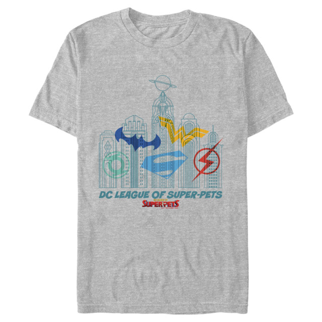Men's DC League of Super-Pets Metropolis Skyline Outline  Adult T-Shirt
