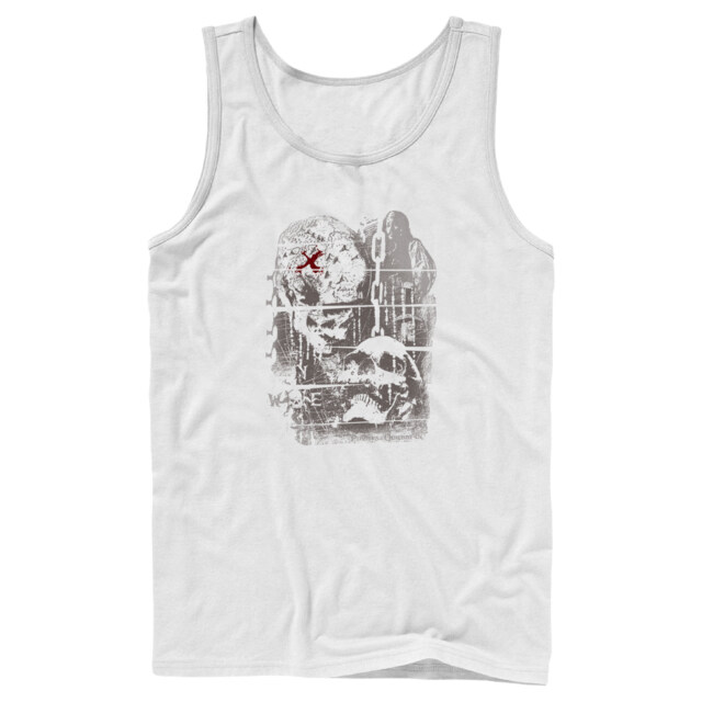 Men's Pirates of the Caribbean: Curse of the Black Pearl Jack Sparrow Distressed Skull Poster  Adult Tank Top