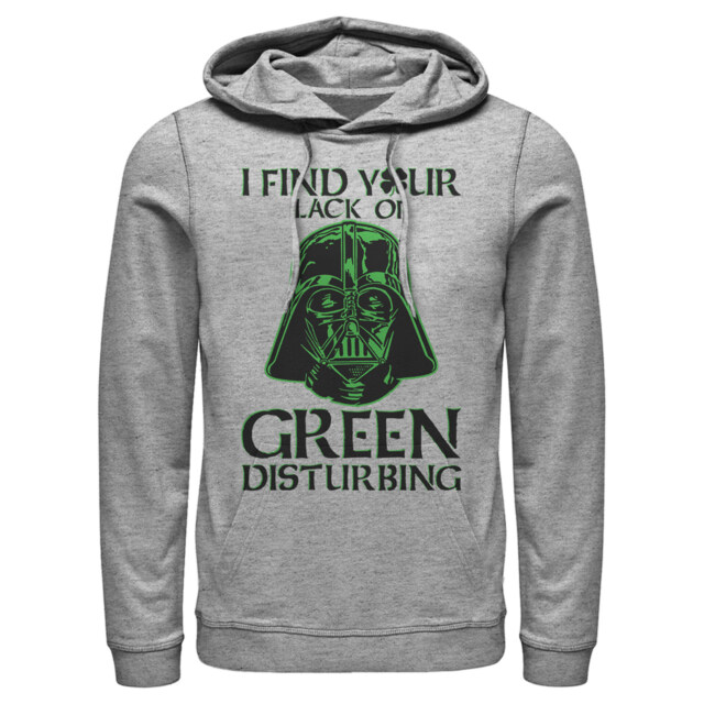 Men's Star Wars St. Patrick's Day Darth Vader I Find your Lack of Green Disturbing  Adult Pull Over Hoodie