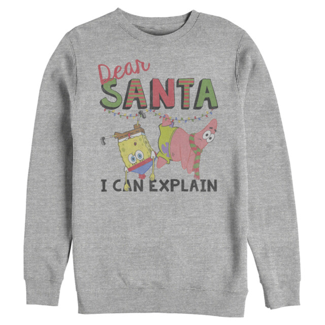 Men's SpongeBob SquarePants Christmas Santa Can Explain  Adult Sweatshirt