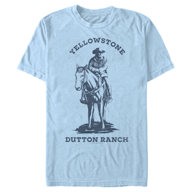 Men's Yellowstone Blue John Dutton Riding Horse on Ranch  Adult T-Shirt
