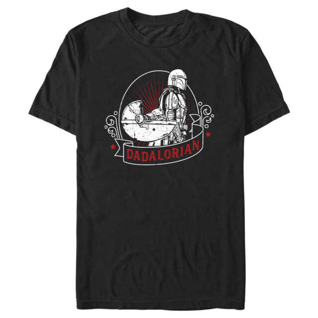 Men's Star Wars: The Mandalorian Grogu and Din Djarin Dadalorian Cradle Sketch  Adult T-Shirt