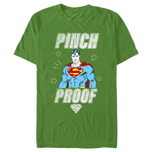 Men's Superman St. Patrick's Day Pinch Proof Man of Steel  Adult T-Shirt