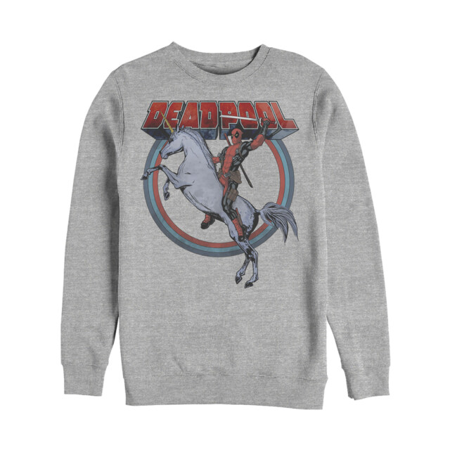 Men's Marvel Deadpool Rides Unicorn  Adult Sweatshirt
