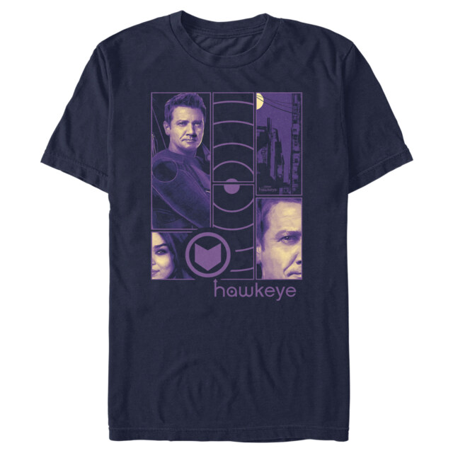Men's Marvel Hawkeye Purple Panels  Adult T-Shirt
