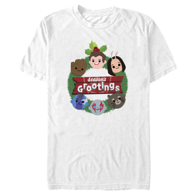 Men's Guardians of the Galaxy Holiday Special Season's Grootings Cute Characters  Adult T-Shirt