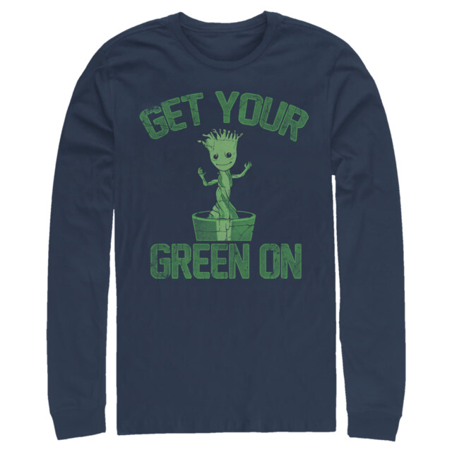 Men's Marvel St. Patrick's Day Get Your Groot On  Adult Long Sleeve Shirt