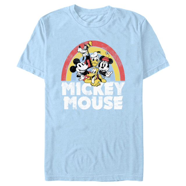 Men's Mickey & Friends Distressed Rainbow Friends  Adult T-Shirt