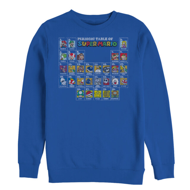 Men's Nintendo Periodic Table of Super Mario  Adult Sweatshirt