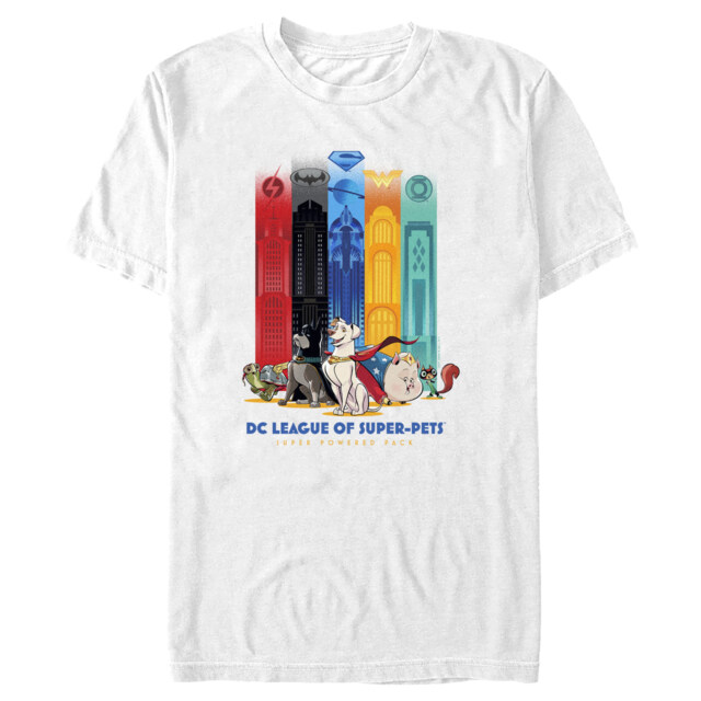 Men's DC League of Super-Pets Super Powered Pack Towers  Adult T-Shirt