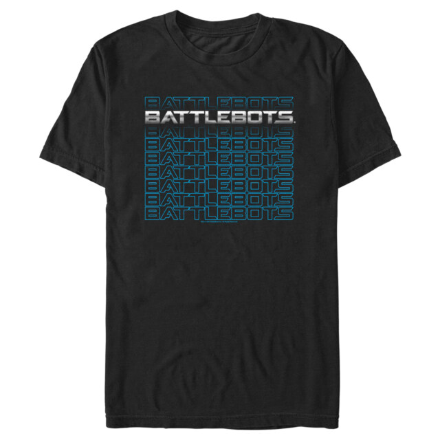 Men's Battlebots Silver and Blue Logo Stack  Adult T-Shirt