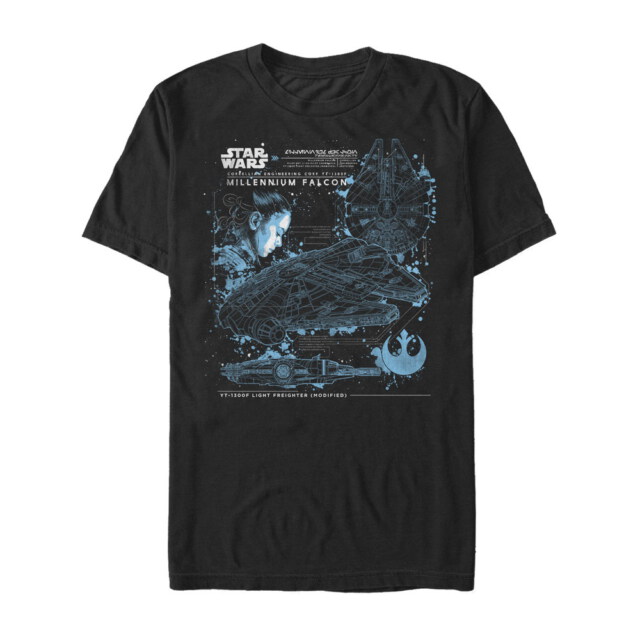 Men's Star Wars The Last Jedi Millennium Falcon Plans  Adult T-Shirt
