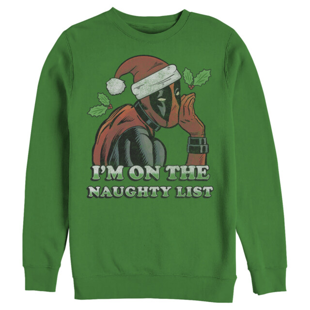 Men's Marvel Christmas Deadpool Naughty List  Adult Sweatshirt