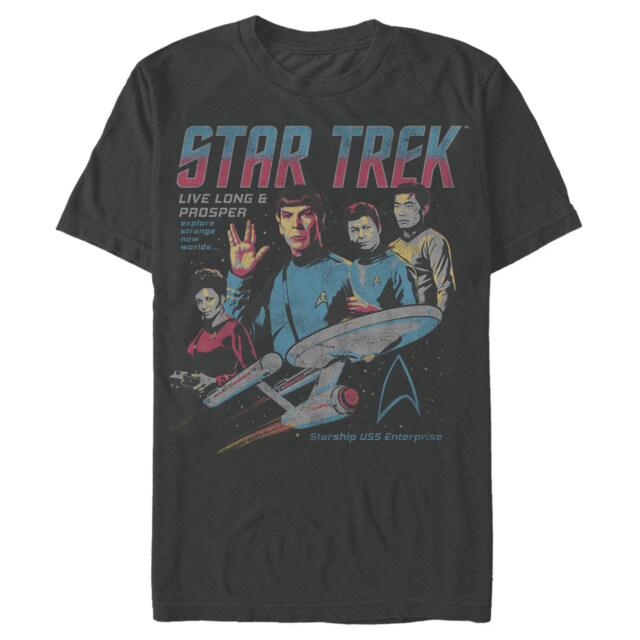 Men's Star Trek: The Original Series Vintage Poster Explore Strange New Worlds  Adult T-Shirt