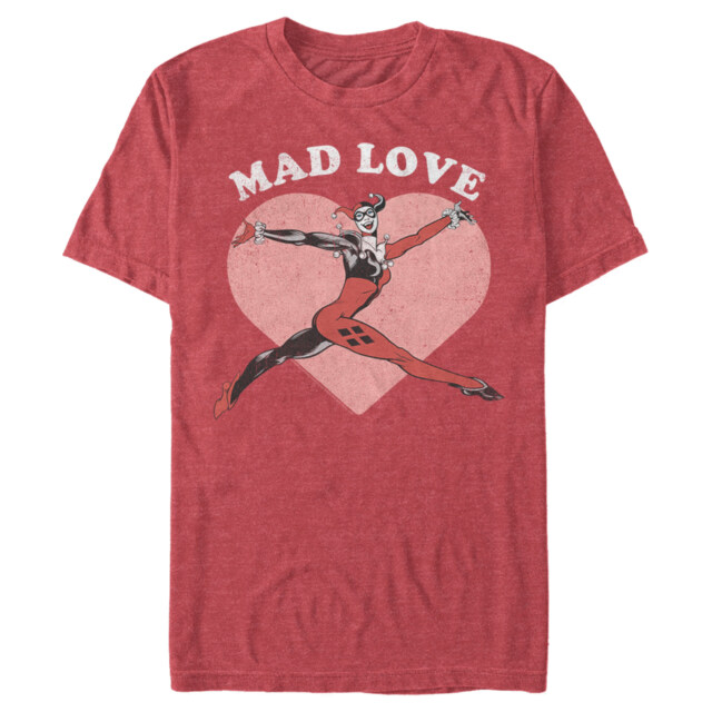 Men's Batman Valentine's Day Harley Quinn Mad Love  Adult T-Shirt