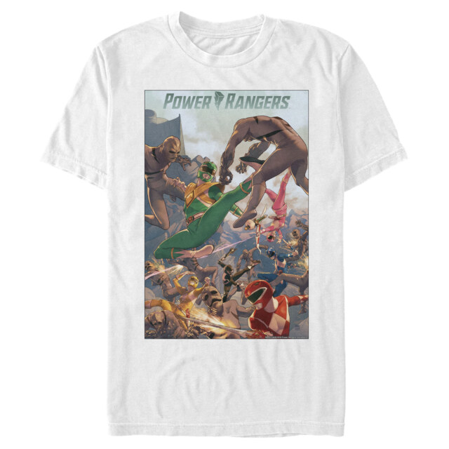 Men's Power Rangers Battle Time Poster  Adult T-Shirt