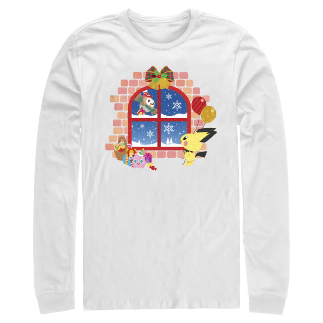 Men's Pokemon Christmas Window  Adult Long Sleeve Shirt