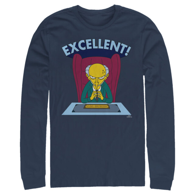 Men's The Simpsons Excellent Burns  Adult Long Sleeve Shirt