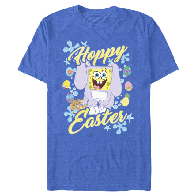 Men's SpongeBob SquarePants Colorful Hoppy Easter  Adult T-Shirt