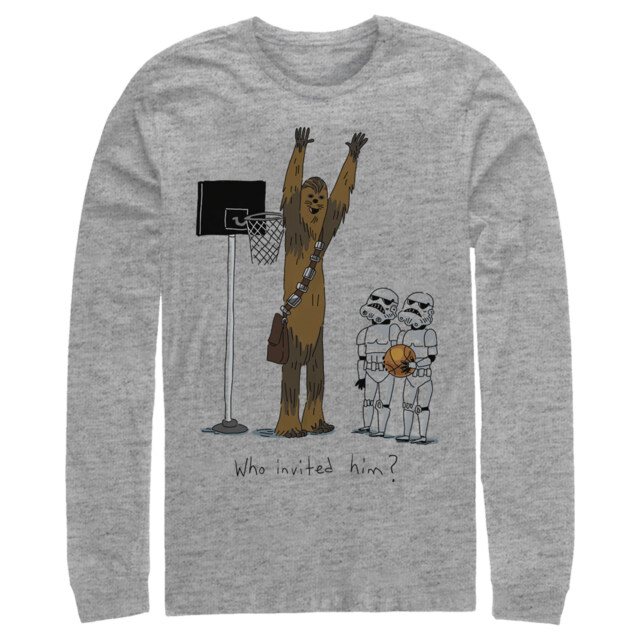 Men's Star Wars Chewbacca Basketball Who Invited Him  Adult Long Sleeve Shirt