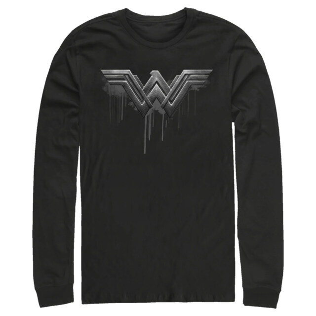 Men's Zack Snyder Justice League Wonder Woman Silver Logo  Adult Long Sleeve Shirt