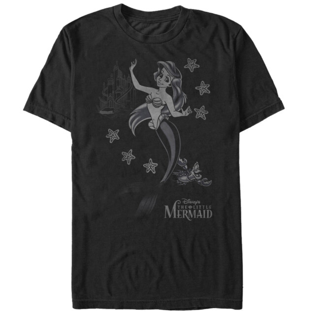 Men's The Little Mermaid Ariel Grayscale  Adult T-Shirt
