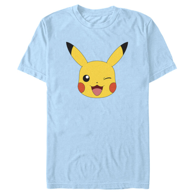 Men's Pokemon Pikachu Wink Face  Adult T-Shirt