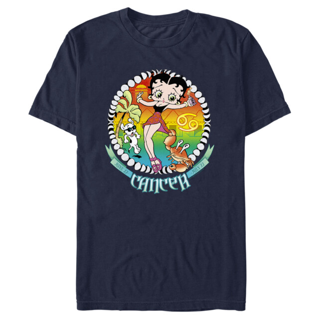 Men's Betty Boop Cancer Zodiac  Adult T-Shirt