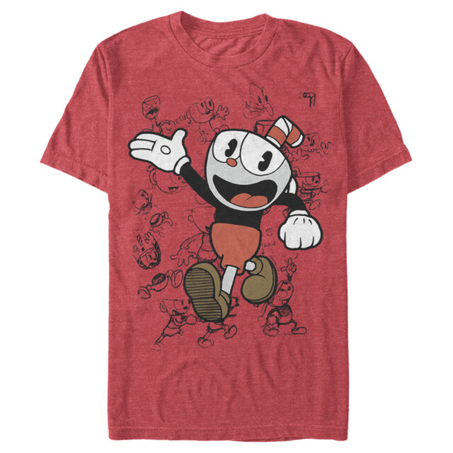 Men's Cuphead Sketch Parade  Adult T-Shirt