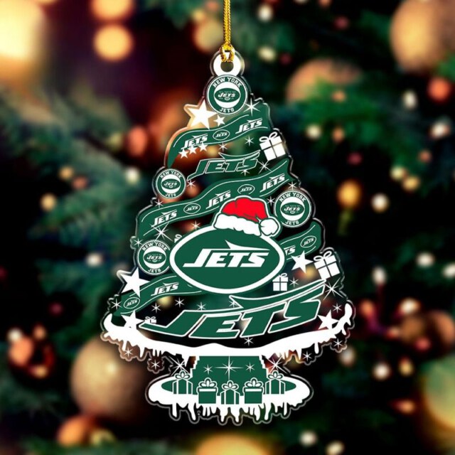 New York Jets Christmas Tree 1-sided Transparent Mica Ornament