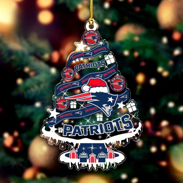 New England Patriots Christmas Tree 1-sided Transparent Mica Ornament