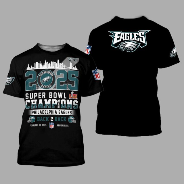 Stocktee Philadelphia Eagles Super Bowl LIX Limited Edition All Over Print Hoodie T shirt Unisex Size GTS013255