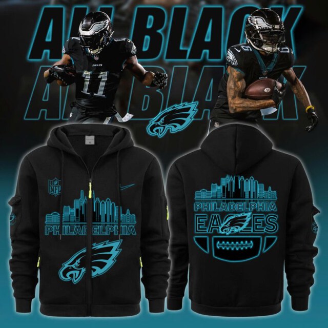 Stocktee Philadelphia Eagles Super Bowl LIX Champions Limited Edition BLACK 2D Fashion Zip Hoodie Sizes S - 5XL GTS013126