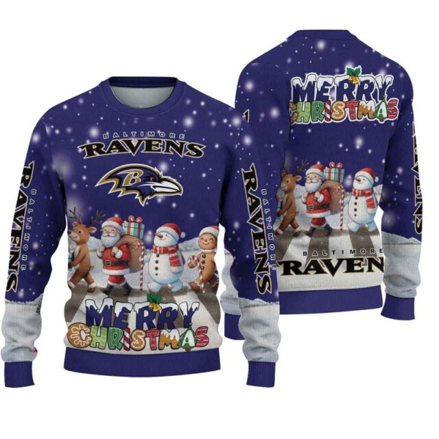 Stocktee Baltimore Ravens Cute Parade Christmas Limited Edition Knitted Sweater NEW124509