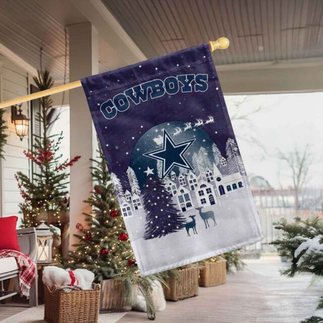 Stocktee Dallas Cowboys Christmas Night Flag All Over Printed Flag NEW122601