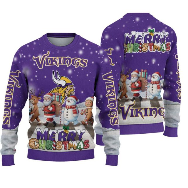 Stocktee Minnesota Vikings Cute Parade Christmas Limited Edition Knitted Sweater NEW124527