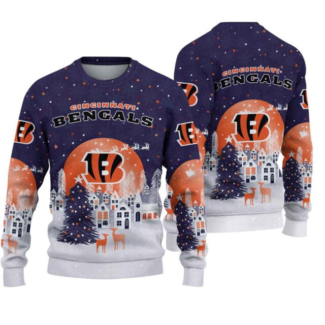 Stocktee Cincinnati Bengals Christmas Night Limited Edition Knitted Sweater NEW122612