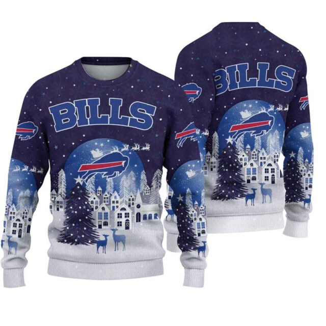 Stocktee Buffalo Bills Christmas Night Limited Edition Knitted Sweater NEW122613