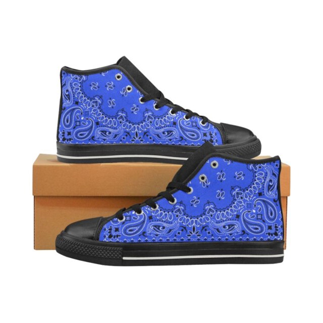 Stocktee Bandana Limited Edition High Quality BLACK High top Canvas Sneakers All US Size GTS003266