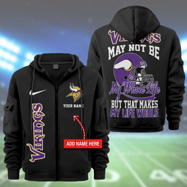 Minnesota Vikings Colorful My Whole Life Design Limited Edition 2D Fashion Zip Hoodie NEW126327