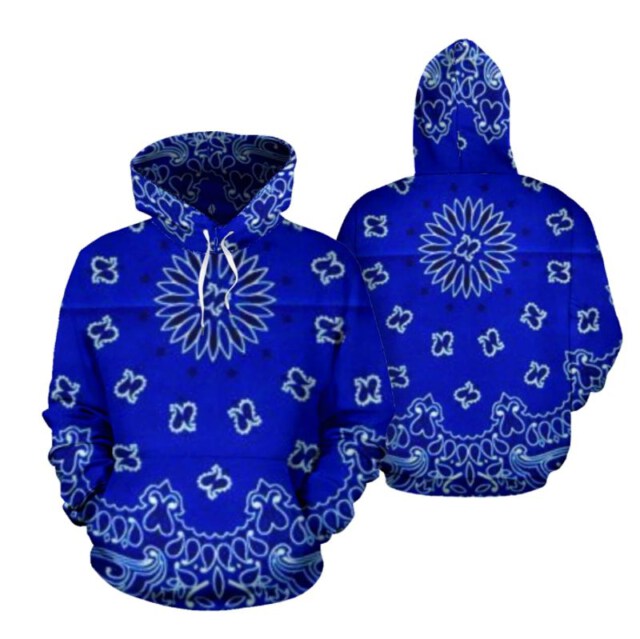 Blue Bandana Limited Edition All Over Print Hoodie Size S-5XL GTS002422