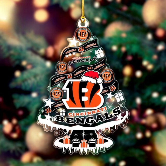 Cincinnati Bengals Christmas Tree 1-sided Transparent Mica Ornament