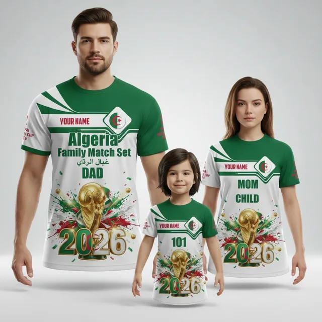 Personalized Algeria Family Match Jersey Set - Adult + Kids Name & Number Fanwear