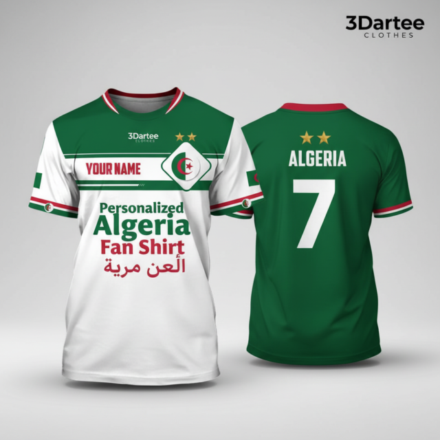 Personalized Algeria Supporter Jersey with Arabic Name Detail & Number