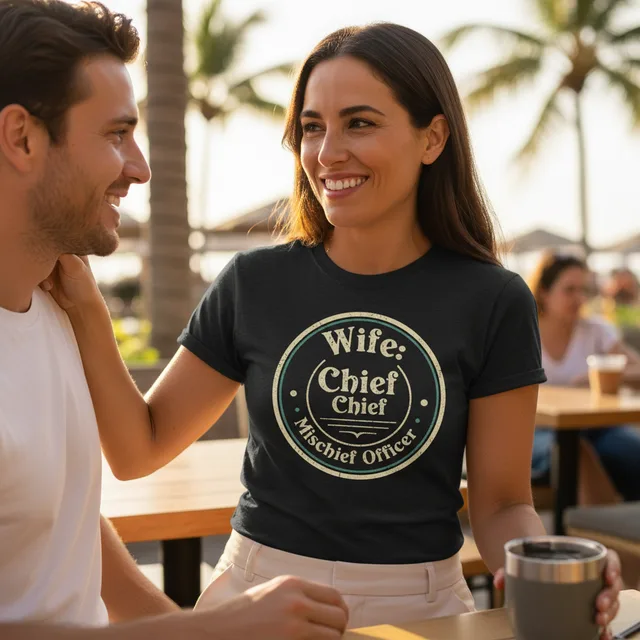 Wife: Chief Mischief Officer Vintage Resort Badge Garment-Dyed T-Shirt